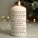 Personalised Christmas Fair Isle Pillar Candle: 1 - Candles By Gift Moments