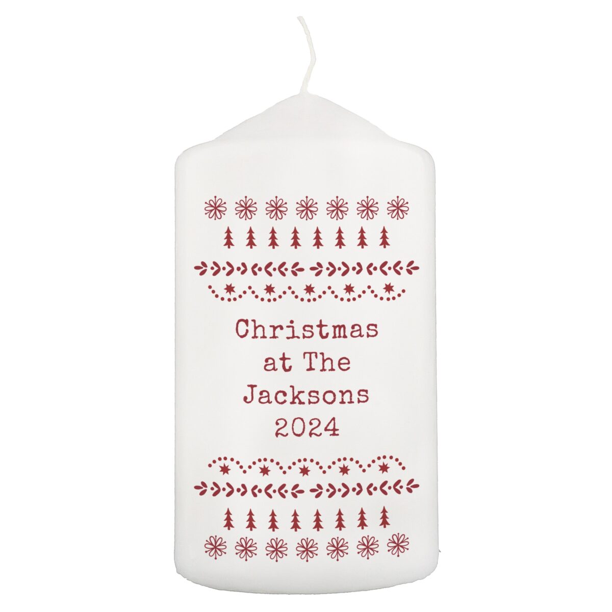 Personalised Christmas Fair Isle Pillar Candle: 5 - Candles By Gift Moments
