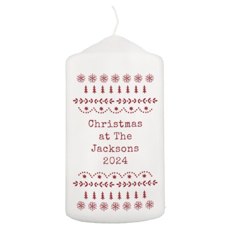 Personalised Christmas Fair Isle Pillar Candle: 5 - Candles By Gift Moments