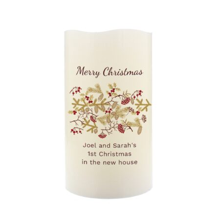 Personalised Christmas Floral LED Candle: 5 - LED Lighting By Gift Moments