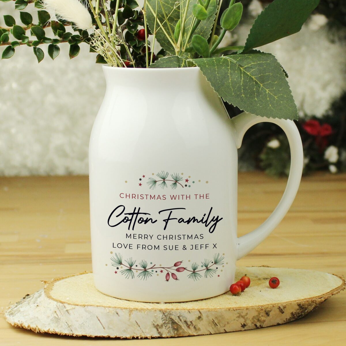 Personalised christmas flower jug