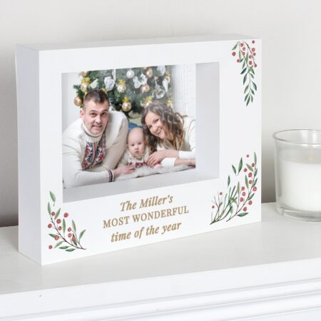 Personalised Christmas Foliage 5x7 Box Photo Frame: 1 - Photo Frames By Gift Moments