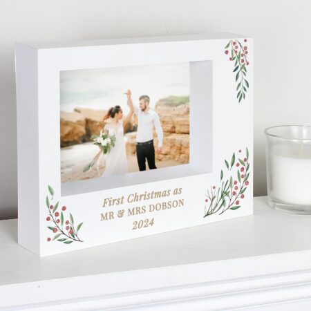 Personalised Christmas Foliage 5x7 Box Photo Frame: 3 - Photo Frames By Gift Moments