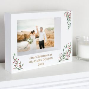 Personalised Christmas Foliage 5x7 Box Photo Frame: 3 - Photo Frames By Gift Moments