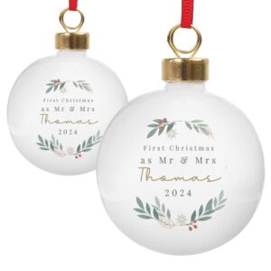 Personalised Christmas Foliage Bauble: 5 - Christmas Baubles By Gift Moments