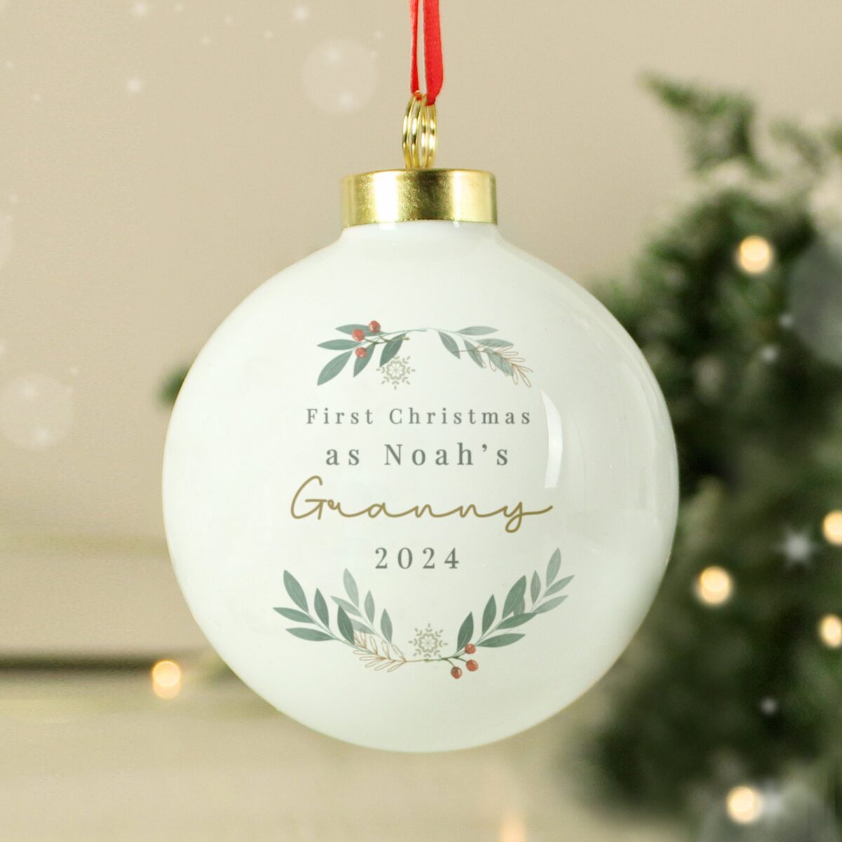 Personalised Christmas Foliage Bauble: 4 - Christmas Baubles By Gift Moments
