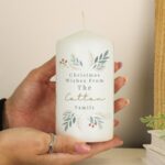 Personalised Christmas Foliage Pillar Candle: 1 - Candles By Gift Moments