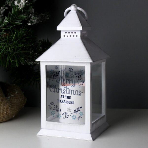 Personalised Christmas Frost White Lantern: 2 - LED Lighting By Gift Moments