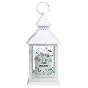Personalised Christmas Frost White Lantern: 5 - LED Lighting By Gift Moments