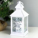 Personalised Christmas Frost White Lantern: 1 - LED Lighting By Gift Moments