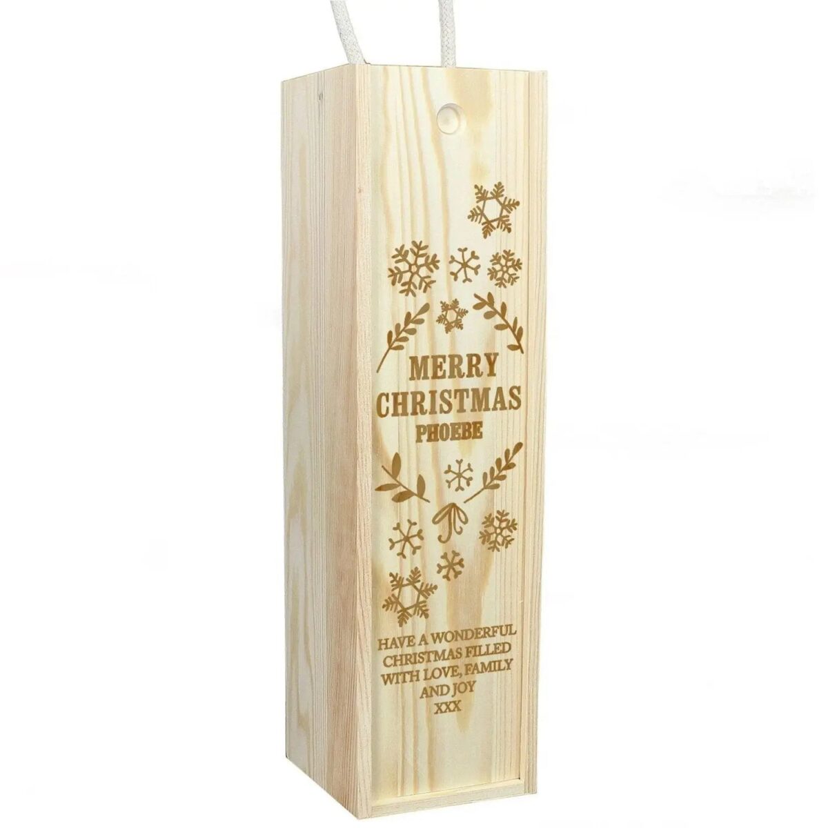 Personalised Christmas Frost Wooden Wine Bottle Box: 4 - Barware By Gift Moments