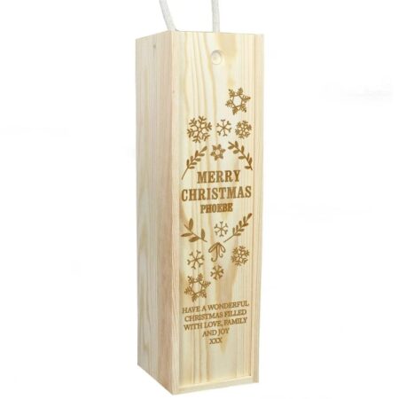 Personalised Christmas Frost Wooden Wine Bottle Box: 4 - Barware By Gift Moments