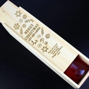 Personalised Christmas Frost Wooden Wine Bottle Box: 2 - Barware By Gift Moments