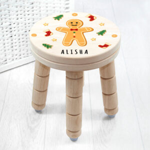 Personalised Christmas Gingerbread Wooden Stool: 2 - Wooden Stools By Gift Moments