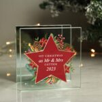 Personalised Christmas Glass Tea Light Candle Holder: 1 - Candle Holders By Gift Moments