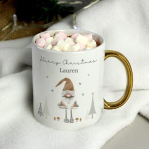 Personalised Christmas Gonk Gold Handed Mug: 4 - Mugs By Gift Moments