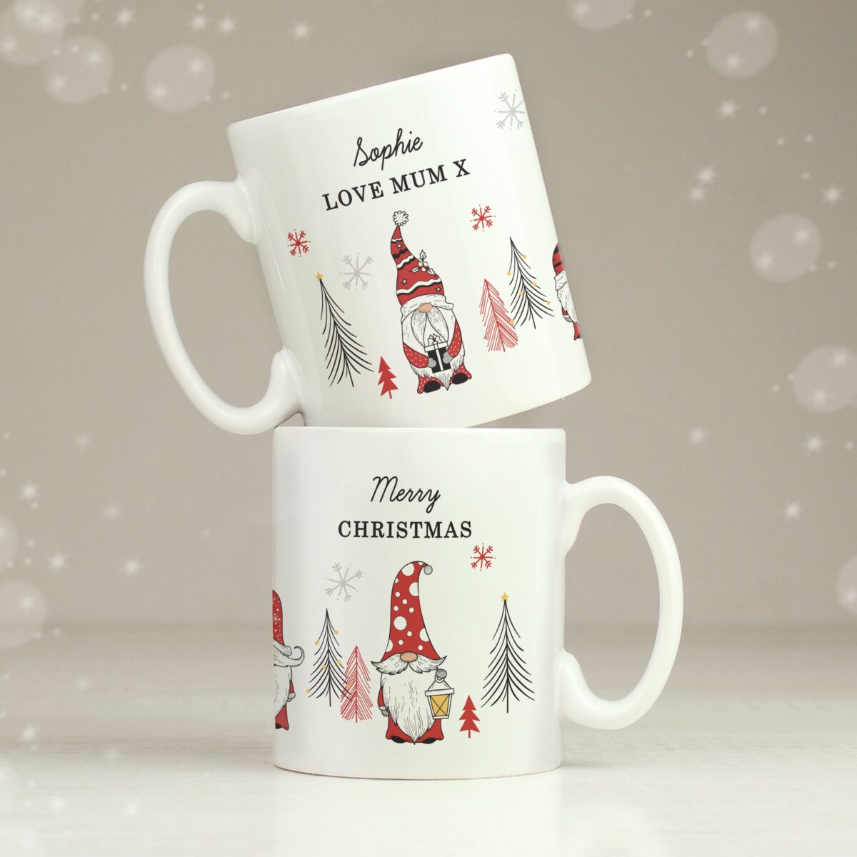 Personalised Christmas Gonk Pattern Mug: 6 - Mugs By Gift Moments