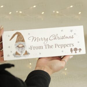 Personalised Christmas Gonk Wooden Block Sign: 1 - Christmas Decorations By Gift Moments