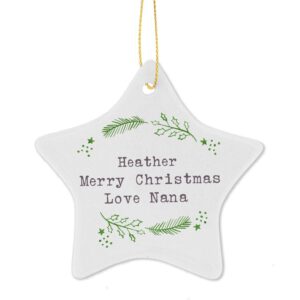 Personalised Christmas Holly Ceramic Star Decoration: 4 - Christmas Decorations By Gift Moments