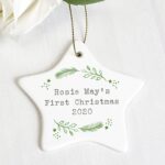 Personalised Christmas Holly Ceramic Star Decoration: 1 - Christmas Decorations By Gift Moments