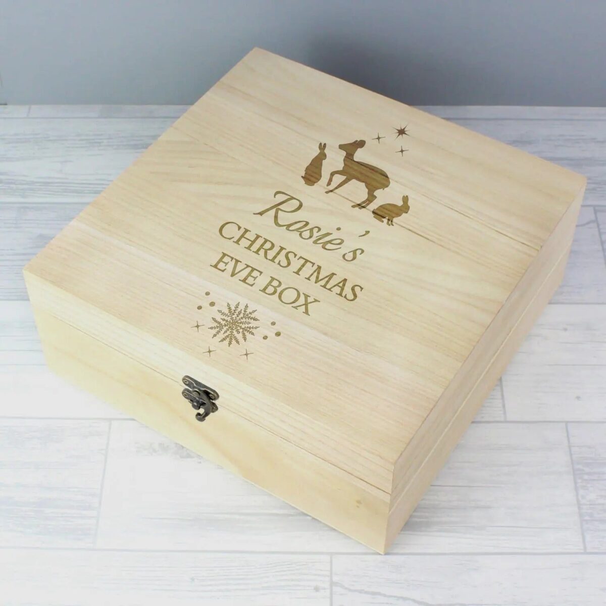 Personalised christmas large wooden keepsake box