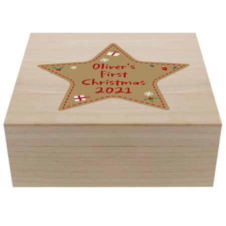 Personalised Christmas Large Wooden Keepsake Box: 4 - Keepsake Boxes By Gift Moments