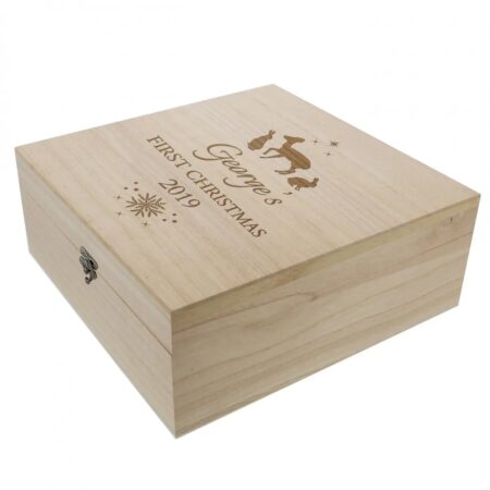 Personalised christmas large wooden keepsake box