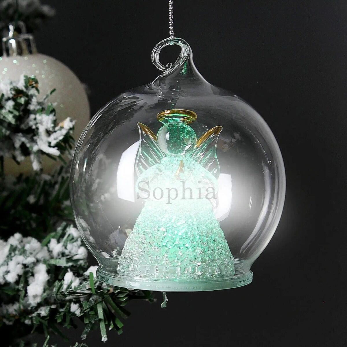 Personalised Christmas Message LED Angel Bauble: 3 - LED Lighting By Gift Moments