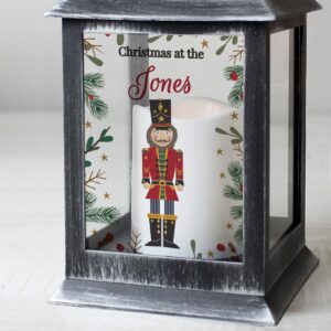 Personalised Christmas Nutcracker Black Lantern: 3 - LED Lighting By Gift Moments