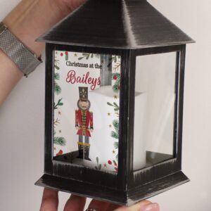 Personalised Christmas Nutcracker Black Lantern: 4 - LED Lighting By Gift Moments