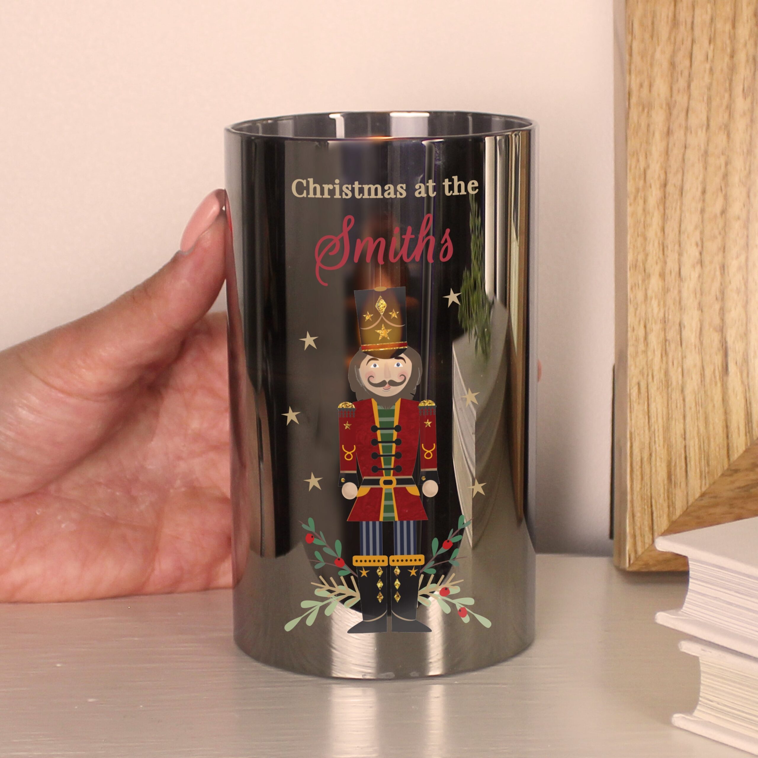 Personalised Christmas Nutcracker Smoked LED Candle: 1 - LED Lighting By Gift Moments