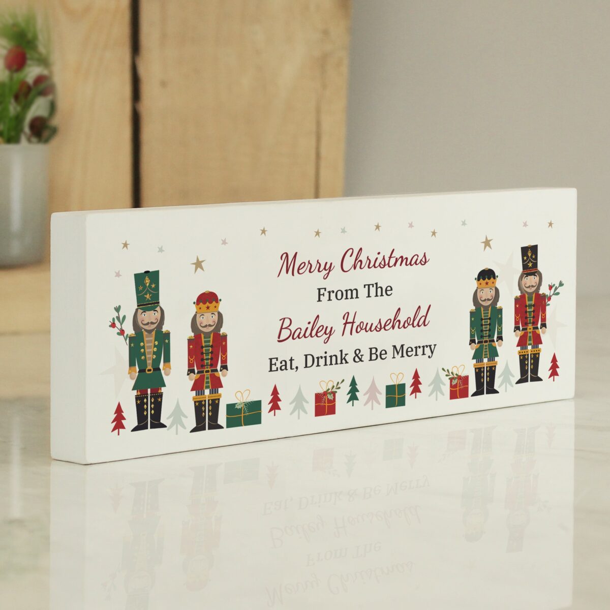 Personalised Christmas Nutcracker Wooden Mantel Ornament: 3 - Christmas Decorations By Gift Moments