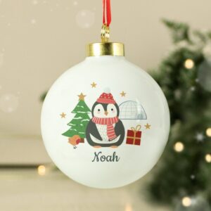 Personalised Christmas Penguin Bauble: 4 - Christmas Baubles By Gift Moments