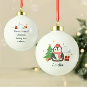 Personalised Christmas Penguin Bauble: 3 - Christmas Baubles By Gift Moments