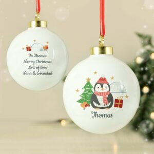 Personalised Christmas Penguin Bauble: 1 - Christmas Baubles By Gift Moments