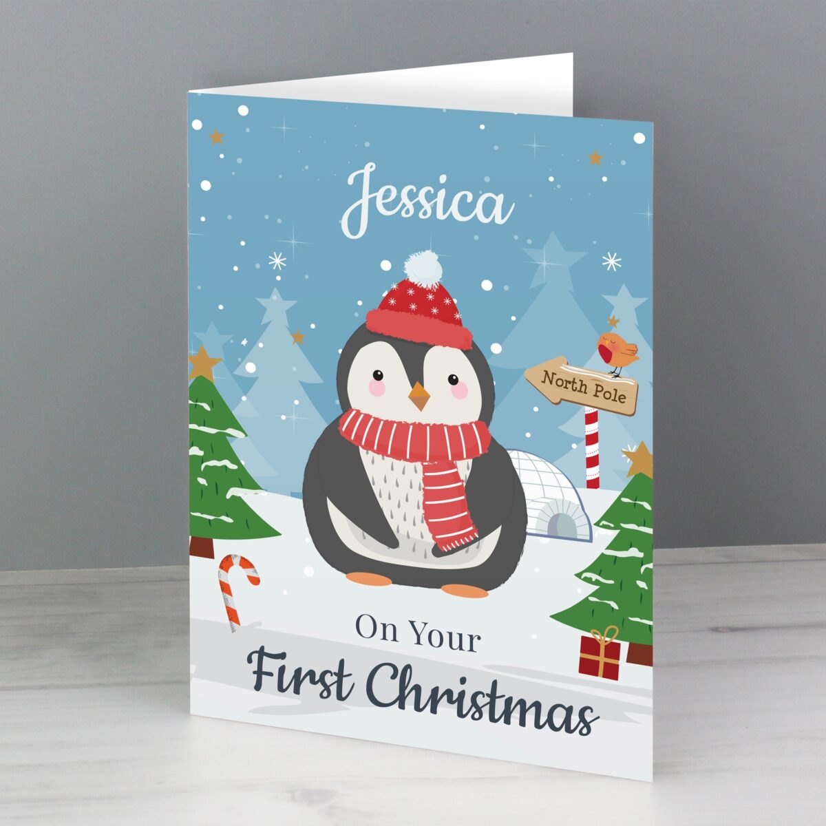 Personalised Christmas Penguin Card: 2 - Greeting Cards By Gift Moments