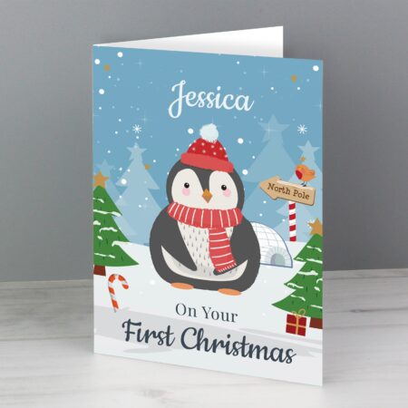 Personalised Christmas Penguin Card: 2 - Greeting Cards By Gift Moments