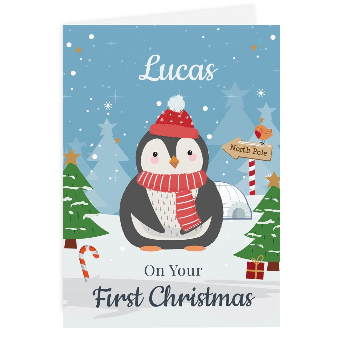 Personalised Christmas Penguin Card: 4 - Greeting Cards By Gift Moments