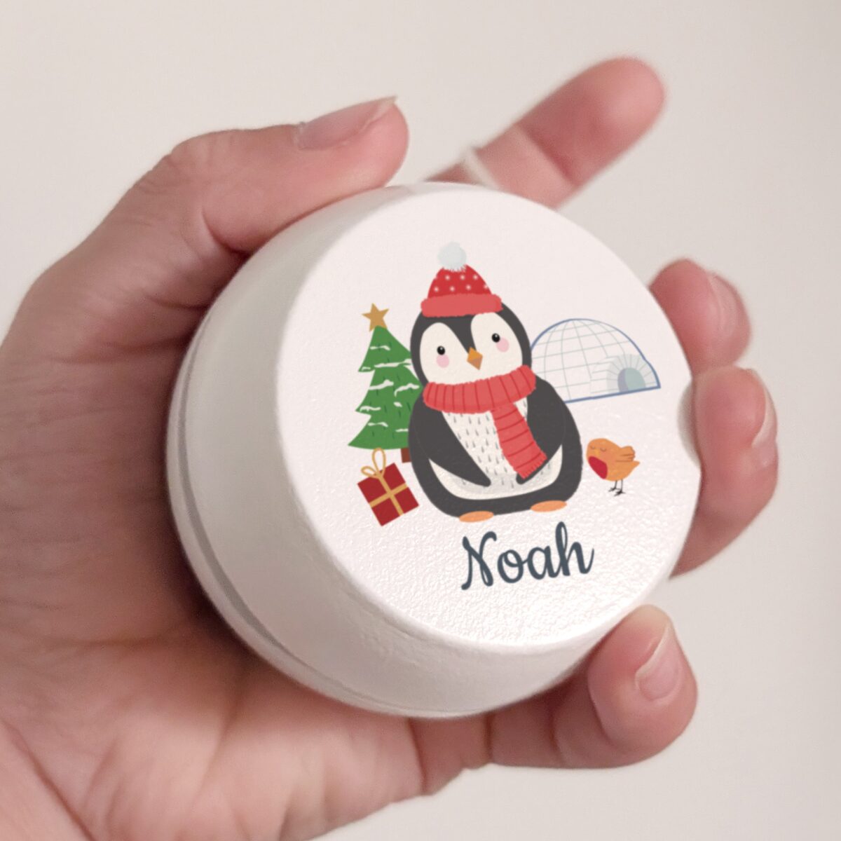 Personalised Christmas Penguin White Wooden Yoyo: 1 - Toys By Gift Moments