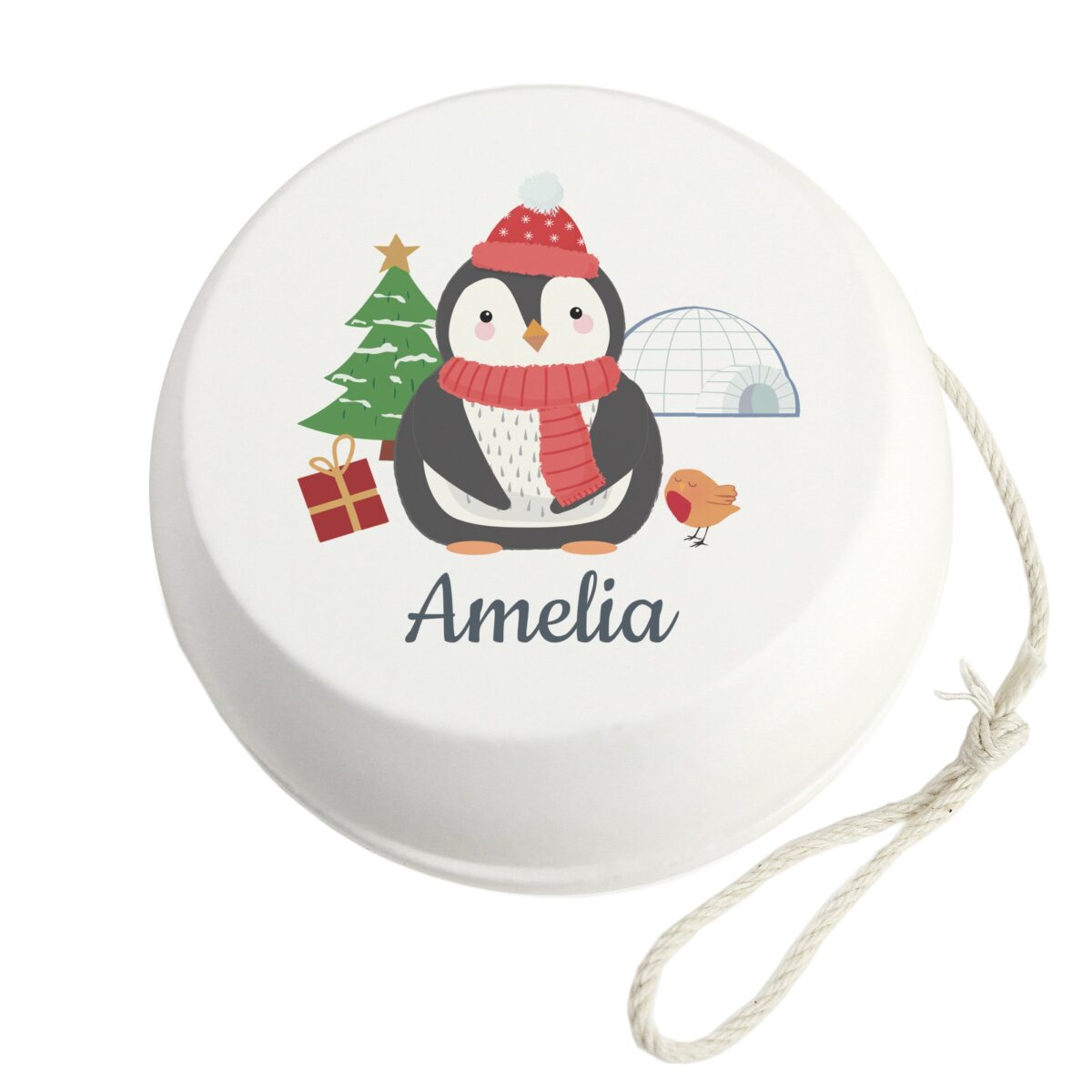 Personalised Christmas Penguin White Wooden Yoyo: 6 - Toys By Gift Moments