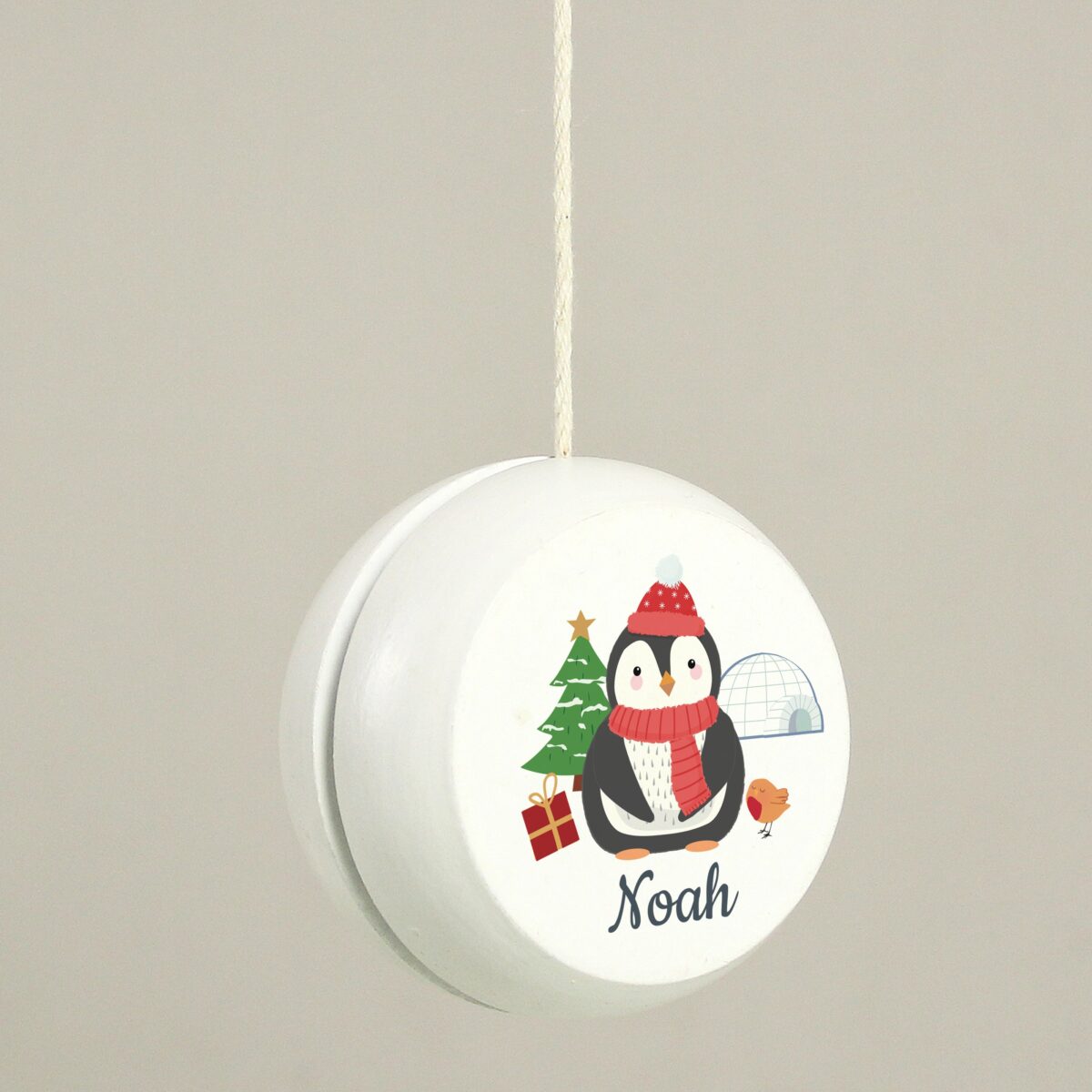 Personalised Christmas Penguin White Wooden Yoyo: 4 - Toys By Gift Moments