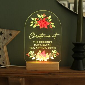 Personalised Christmas Poinsettia Wooden Based LED Light: 7 - LED Lighting By Gift Moments