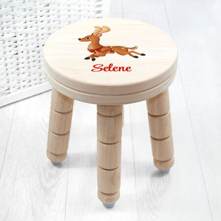Personalised Christmas Reindeer Wooden Stool: 4 - Wooden Stools By Gift Moments