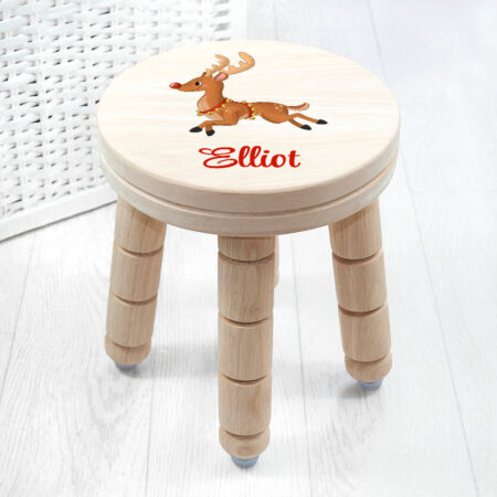 Personalised Christmas Reindeer Wooden Stool: 3 - Wooden Stools By Gift Moments