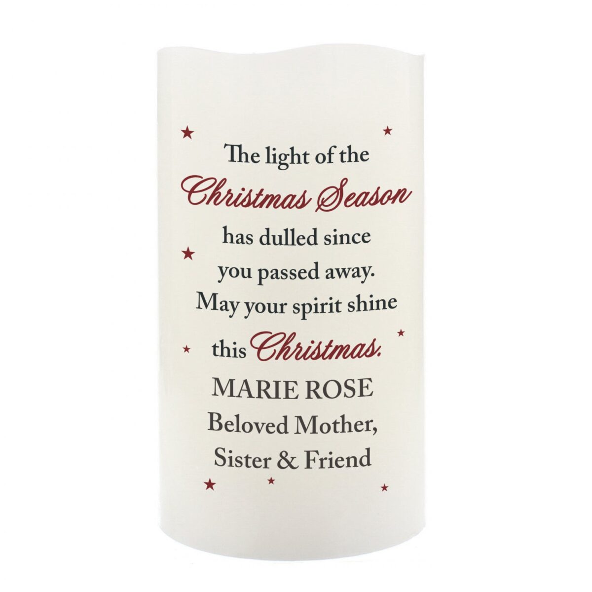 Personalised Christmas Season Memorial LED Candle: 4 - LED Lighting By Gift Moments