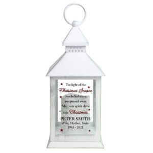 Personalised Christmas Season Memorial White Lantern: 5 - LED Lighting By Gift Moments