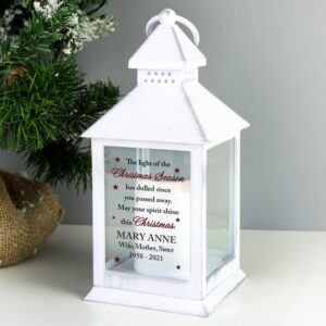 Personalised Christmas Season Memorial White Lantern: 2 - LED Lighting By Gift Moments