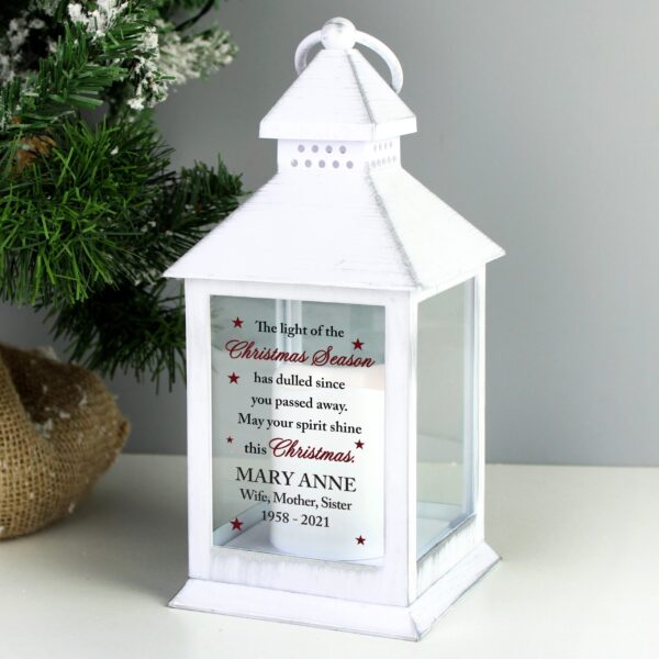 Personalised Christmas Season Memorial White Lantern: 2 - LED Lighting By Gift Moments