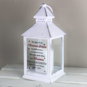 Personalised Christmas Season Memorial White Lantern: 4 - LED Lighting By Gift Moments