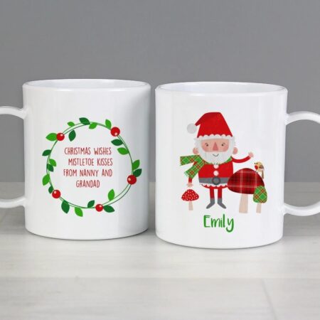 Personalised christmas toadstool santa plastic mug